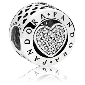 Genuine Retired PANDORA Pandora Signature Heart Charm; 796218CZ